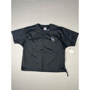 Vintage Colorado Rockies Warn Up Pullover Mens XL Black 1/4 Snap Rawlings MLB
